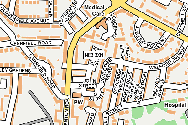 NE3 3XN map - OS OpenMap – Local (Ordnance Survey) NE3 3XN map - OS OpenMap – Local (Ordnance Survey)