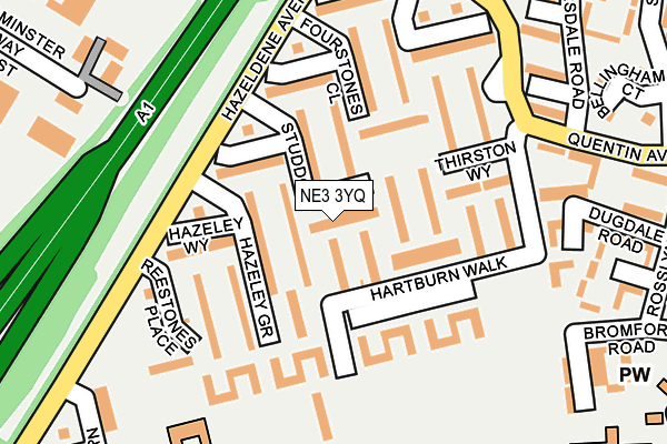 NE3 3YQ map - OS OpenMap – Local (Ordnance Survey) NE3 3YQ map - OS OpenMap – Local (Ordnance Survey)