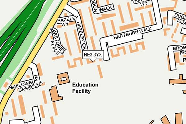 NE3 3YX map - OS OpenMap – Local (Ordnance Survey) NE3 3YX map - OS OpenMap – Local (Ordnance Survey)