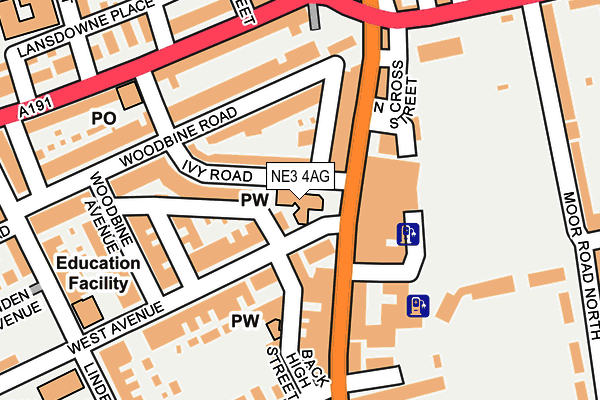 NE3 4AG map - OS OpenMap – Local (Ordnance Survey) NE3 4AG map - OS OpenMap – Local (Ordnance Survey)