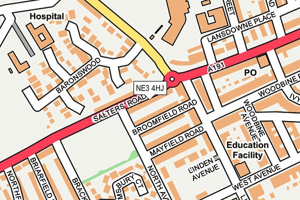 NE3 4HJ map - OS OpenMap – Local (Ordnance Survey) NE3 4HJ map - OS OpenMap – Local (Ordnance Survey)