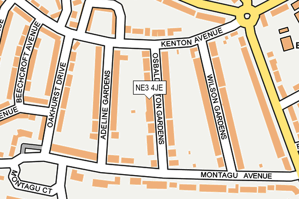 NE3 4JE map - OS OpenMap – Local (Ordnance Survey) NE3 4JE map - OS OpenMap – Local (Ordnance Survey)