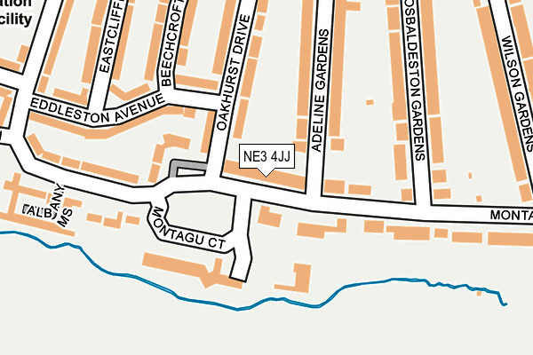 NE3 4JJ map - OS OpenMap – Local (Ordnance Survey) NE3 4JJ map - OS OpenMap – Local (Ordnance Survey)