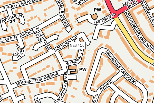 NE3 4QJ map - OS OpenMap – Local (Ordnance Survey) NE3 4QJ map - OS OpenMap – Local (Ordnance Survey)