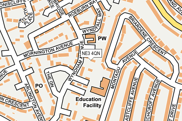 NE3 4QN map - OS OpenMap – Local (Ordnance Survey) NE3 4QN map - OS OpenMap – Local (Ordnance Survey)