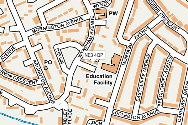 NE3 4QP map - OS OpenMap – Local (Ordnance Survey) NE3 4QP map - OS OpenMap – Local (Ordnance Survey)
