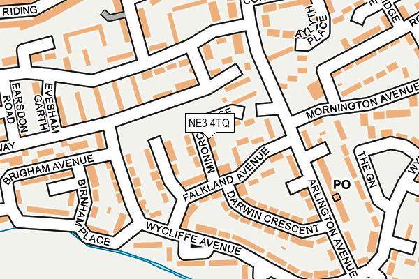 NE3 4TQ map - OS OpenMap – Local (Ordnance Survey)