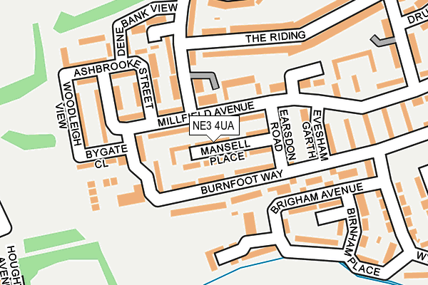 NE3 4UA map - OS OpenMap – Local (Ordnance Survey) NE3 4UA map - OS OpenMap – Local (Ordnance Survey)