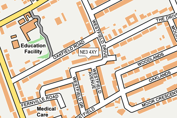 NE3 4XY map - OS OpenMap – Local (Ordnance Survey) NE3 4XY map - OS OpenMap – Local (Ordnance Survey)