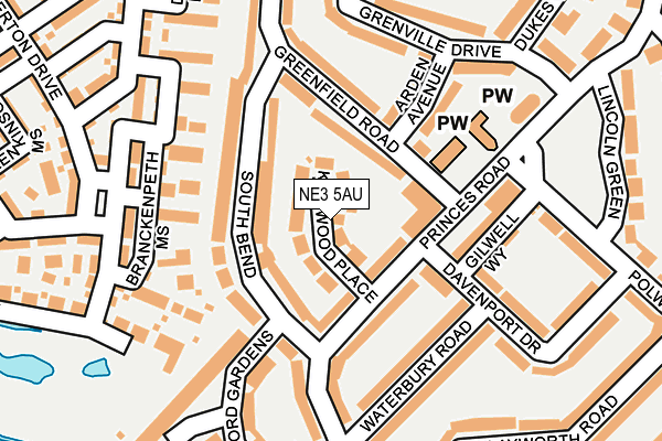 NE3 5AU map - OS OpenMap – Local (Ordnance Survey) NE3 5AU map - OS OpenMap – Local (Ordnance Survey)