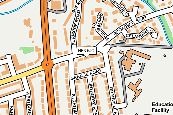 NE3 5JQ map - OS OpenMap – Local (Ordnance Survey) NE3 5JQ map - OS OpenMap – Local (Ordnance Survey)