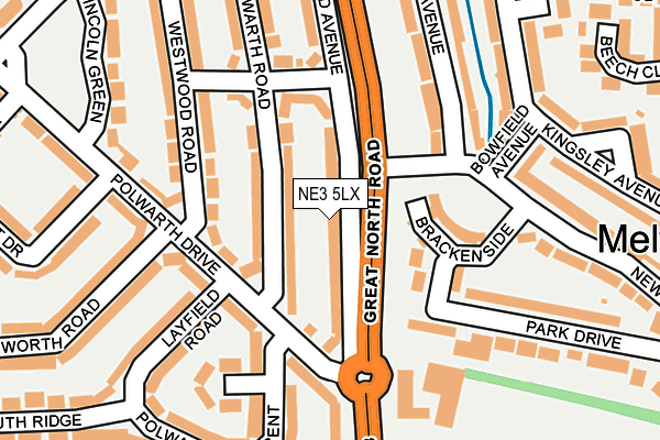 NE3 5LX map - OS OpenMap – Local (Ordnance Survey) NE3 5LX map - OS OpenMap – Local (Ordnance Survey)