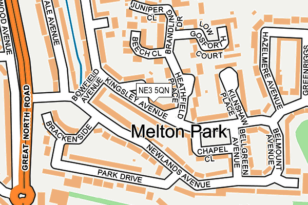 NE3 5QN map - OS OpenMap – Local (Ordnance Survey) NE3 5QN map - OS OpenMap – Local (Ordnance Survey)