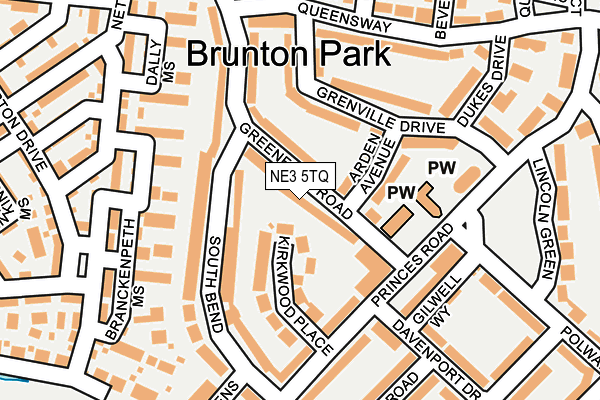 NE3 5TQ map - OS OpenMap – Local (Ordnance Survey)