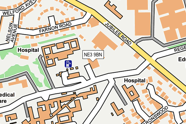 NE3 9BN map - OS OpenMap – Local (Ordnance Survey) NE3 9BN map - OS OpenMap – Local (Ordnance Survey)
