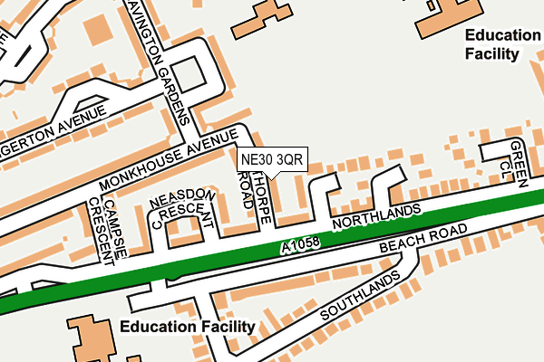 NE30 3QR map - OS OpenMap – Local (Ordnance Survey) NE30 3QR map - OS OpenMap – Local (Ordnance Survey)