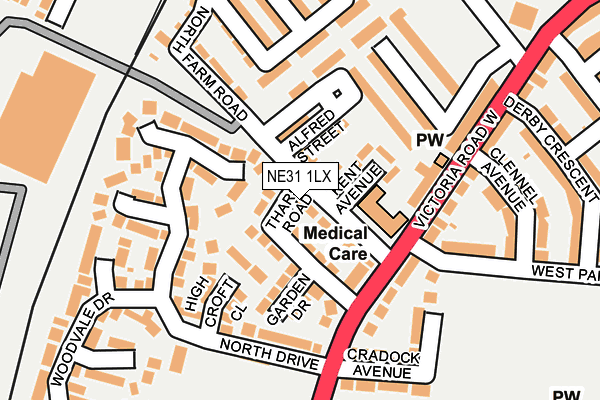 NE31 1LX map - OS OpenMap – Local (Ordnance Survey)