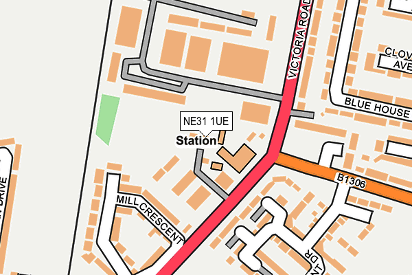 NE31 1UE map - OS OpenMap – Local (Ordnance Survey) NE31 1UE map - OS OpenMap – Local (Ordnance Survey)