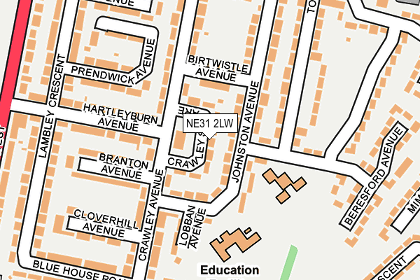 NE31 2LW map - OS OpenMap – Local (Ordnance Survey) NE31 2LW map - OS OpenMap – Local (Ordnance Survey)