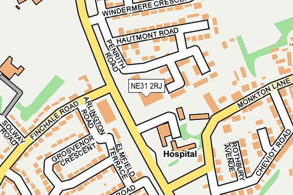 NE31 2RJ map - OS OpenMap – Local (Ordnance Survey)