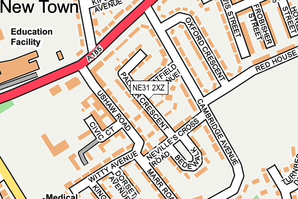 NE31 2XZ map - OS OpenMap – Local (Ordnance Survey)