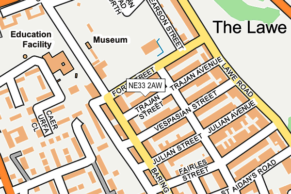 NE33 2AW map - OS OpenMap – Local (Ordnance Survey) NE33 2AW map - OS OpenMap – Local (Ordnance Survey)