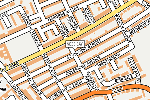 NE33 3AY map - OS OpenMap – Local (Ordnance Survey) NE33 3AY map - OS OpenMap – Local (Ordnance Survey)