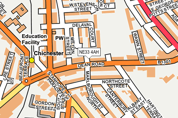NE33 4AH map - OS OpenMap – Local (Ordnance Survey) NE33 4AH map - OS OpenMap – Local (Ordnance Survey)