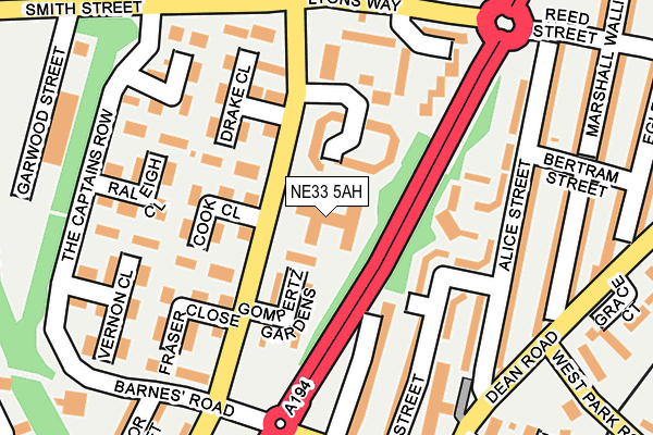 NE33 5AH map - OS OpenMap – Local (Ordnance Survey) NE33 5AH map - OS OpenMap – Local (Ordnance Survey)