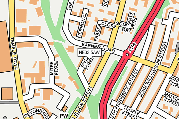 NE33 5AW map - OS OpenMap – Local (Ordnance Survey) NE33 5AW map - OS OpenMap – Local (Ordnance Survey)