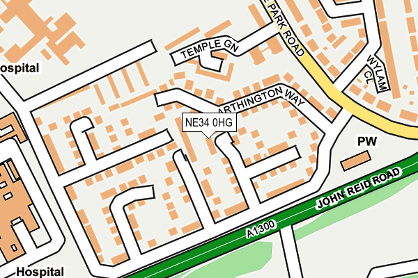 NE34 0HG map - OS OpenMap – Local (Ordnance Survey) NE34 0HG map - OS OpenMap – Local (Ordnance Survey)
