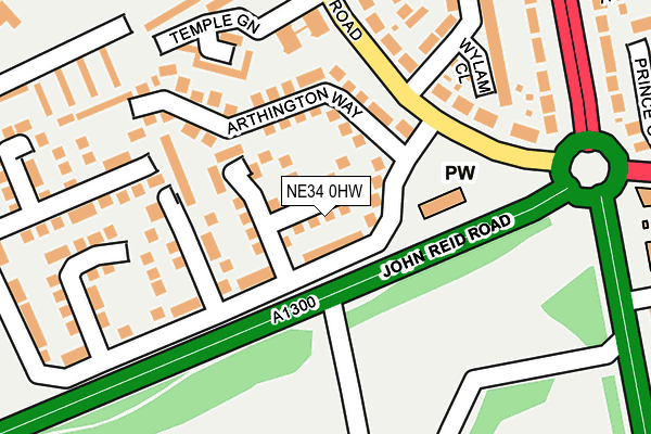 NE34 0HW map - OS OpenMap – Local (Ordnance Survey) NE34 0HW map - OS OpenMap – Local (Ordnance Survey)
