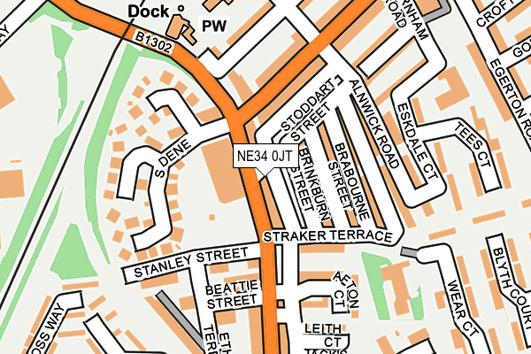 NE34 0JT map - OS OpenMap – Local (Ordnance Survey) NE34 0JT map - OS OpenMap – Local (Ordnance Survey)
