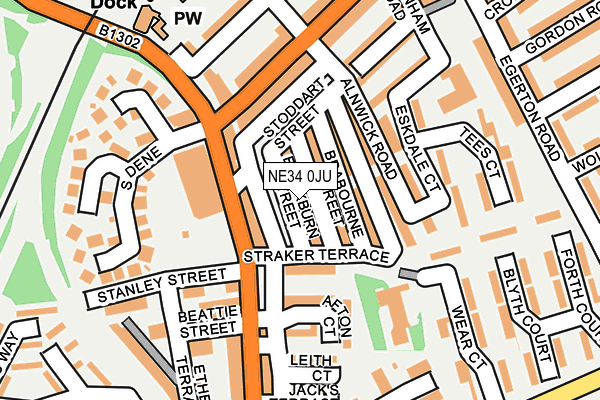 NE34 0JU map - OS OpenMap – Local (Ordnance Survey) NE34 0JU map - OS OpenMap – Local (Ordnance Survey)