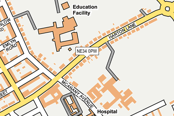 NE34 0PW map - OS OpenMap – Local (Ordnance Survey) NE34 0PW map - OS OpenMap – Local (Ordnance Survey)