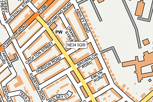 NE34 0QW map - OS OpenMap – Local (Ordnance Survey)