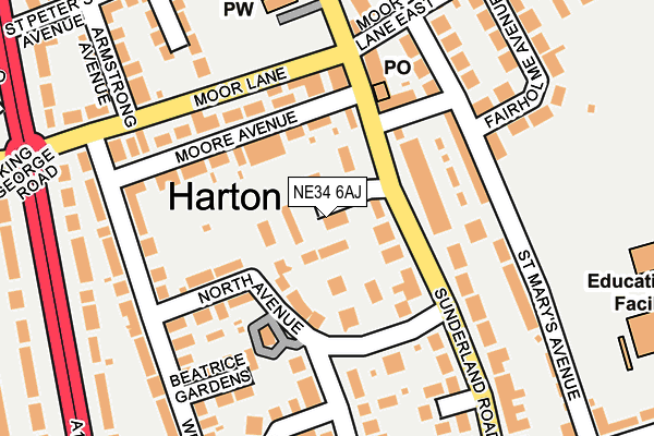 NE34 6AJ map - OS OpenMap – Local (Ordnance Survey) NE34 6AJ map - OS OpenMap – Local (Ordnance Survey)