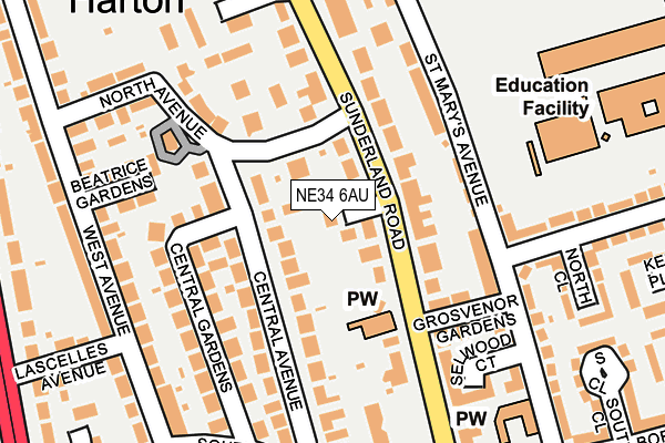 NE34 6AU map - OS OpenMap – Local (Ordnance Survey) NE34 6AU map - OS OpenMap – Local (Ordnance Survey)