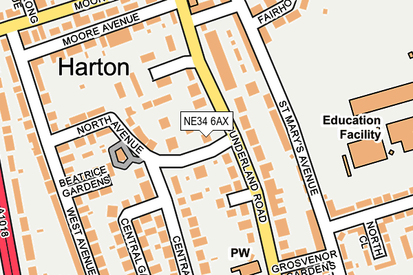 NE34 6AX map - OS OpenMap – Local (Ordnance Survey) NE34 6AX map - OS OpenMap – Local (Ordnance Survey)
