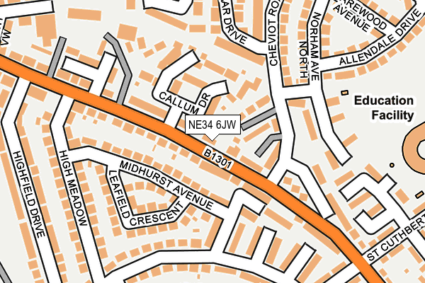 NE34 6JW map - OS OpenMap – Local (Ordnance Survey) NE34 6JW map - OS OpenMap – Local (Ordnance Survey)