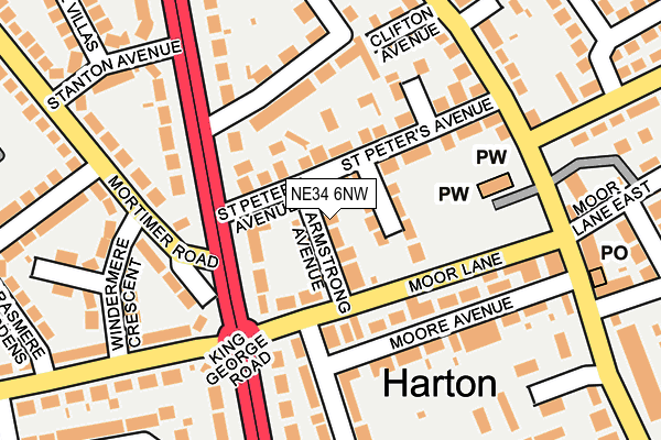 NE34 6NW map - OS OpenMap – Local (Ordnance Survey)