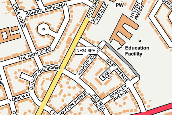 NE34 6PE map - OS OpenMap – Local (Ordnance Survey) NE34 6PE map - OS OpenMap – Local (Ordnance Survey)