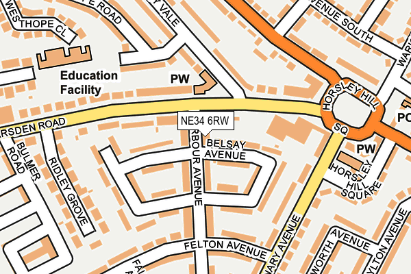 NE34 6RW map - OS OpenMap – Local (Ordnance Survey) NE34 6RW map - OS OpenMap – Local (Ordnance Survey)