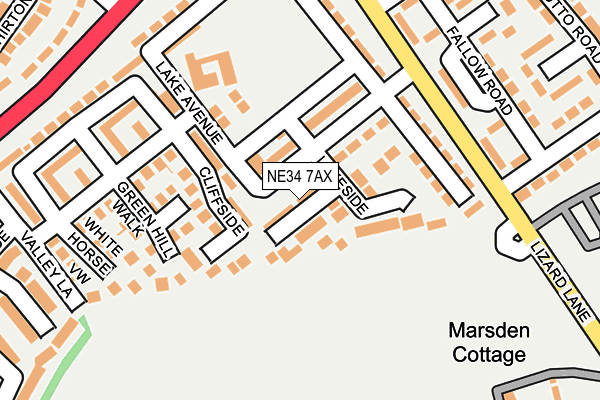 NE34 7AX map - OS OpenMap – Local (Ordnance Survey) NE34 7AX map - OS OpenMap – Local (Ordnance Survey)