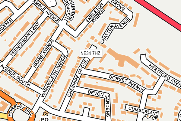 NE34 7HZ map - OS OpenMap – Local (Ordnance Survey) NE34 7HZ map - OS OpenMap – Local (Ordnance Survey)