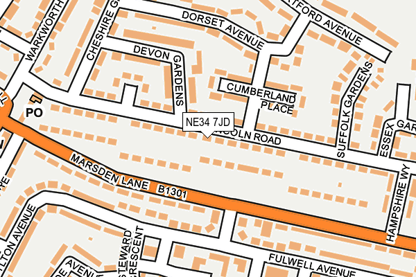 NE34 7JD map - OS OpenMap – Local (Ordnance Survey) NE34 7JD map - OS OpenMap – Local (Ordnance Survey)