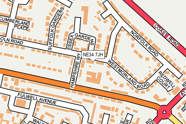 NE34 7JH map - OS OpenMap – Local (Ordnance Survey) NE34 7JH map - OS OpenMap – Local (Ordnance Survey)
