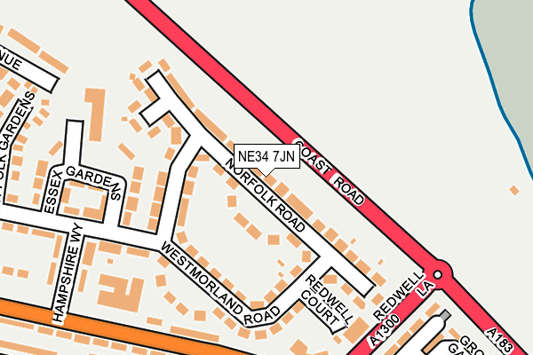 NE34 7JN map - OS OpenMap – Local (Ordnance Survey) NE34 7JN map - OS OpenMap – Local (Ordnance Survey)