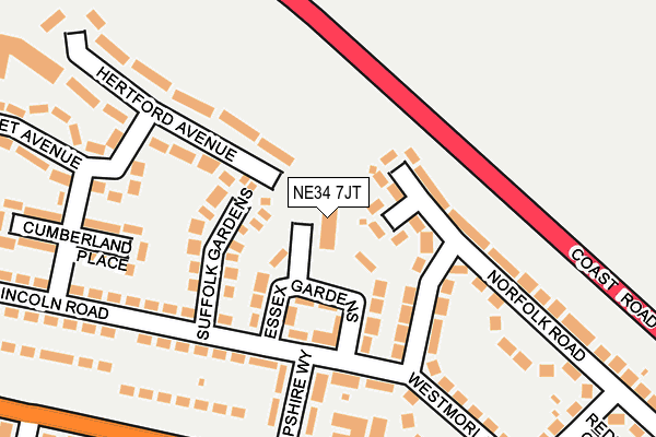 NE34 7JT map - OS OpenMap – Local (Ordnance Survey) NE34 7JT map - OS OpenMap – Local (Ordnance Survey)
