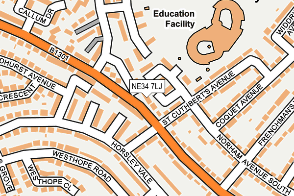 NE34 7LJ map - OS OpenMap – Local (Ordnance Survey) NE34 7LJ map - OS OpenMap – Local (Ordnance Survey)